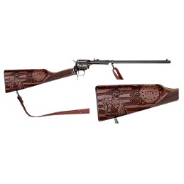 Heritage Mfg BR226B16HSWB15 Rough Rider Rancher 22 LR 6rd 16 Blued BarrelRec Independence Day Engraved Walnut Stock Leather Slin