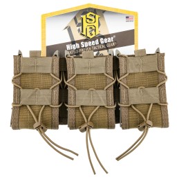 High Speed Gear 45TA00CB TACO Shingle Mag Pouch Triple Coyote Brown Nylon MOLLE Compatible w Rifle