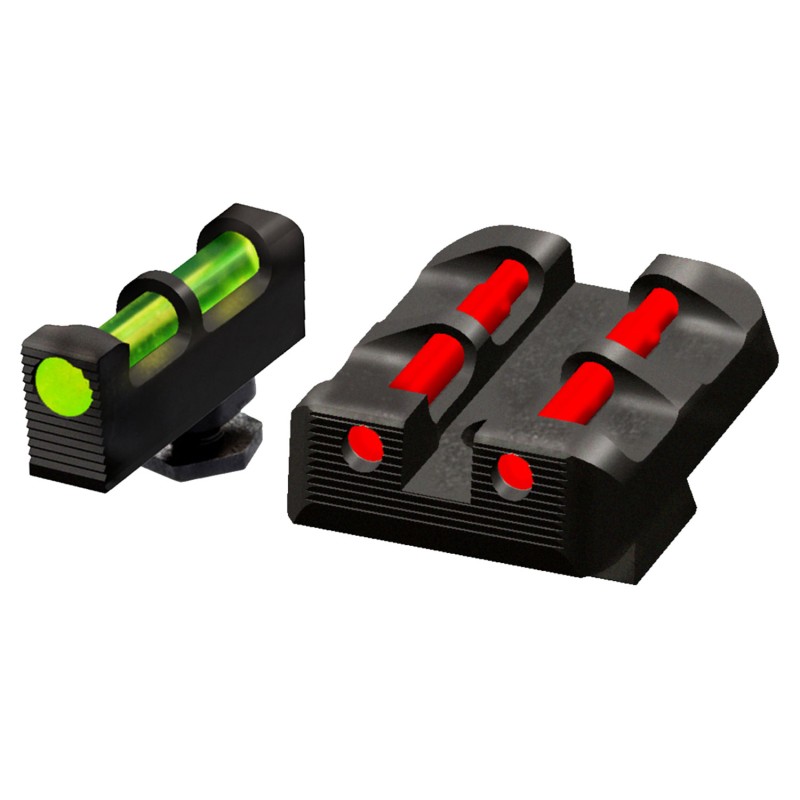 HiViz GLT178 Target Sight Set Green Fiber Optic FrontRed Fiber Optic RearBlack Frame Compatible w All Glock 9mm40 SW357 Sig Exce