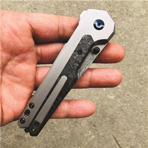 EDC Tac Button Lock Damascus