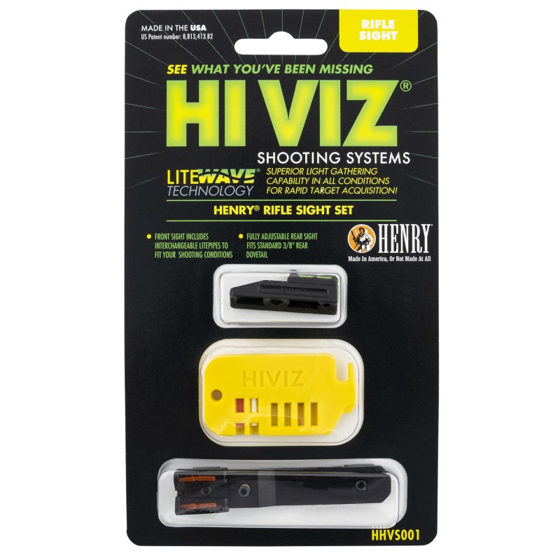 HiViz HHVS001 Henry .22 LR Interchangeable Front Sight Set  Black Green Red White LitePipes for Henry Lever Action