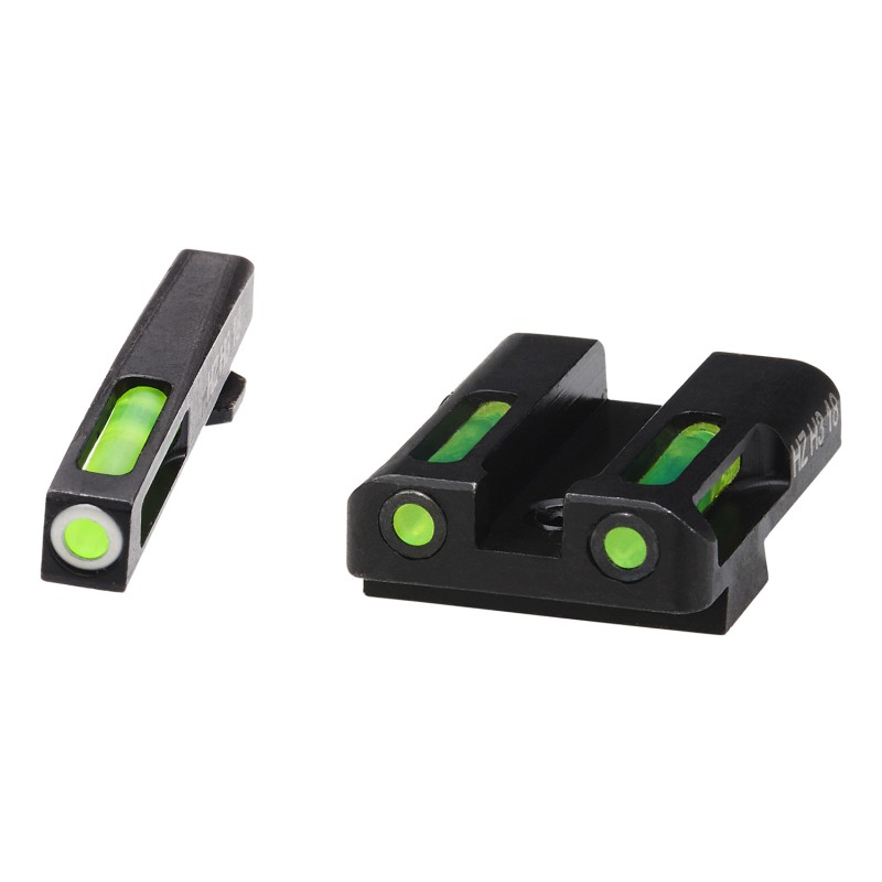 HiViz GLN329 LiteWave H3 TritiumLitePipe Glock 45 ACP10mm Sight Set  Black  Green Tritium with White Outline Front Sight Green F