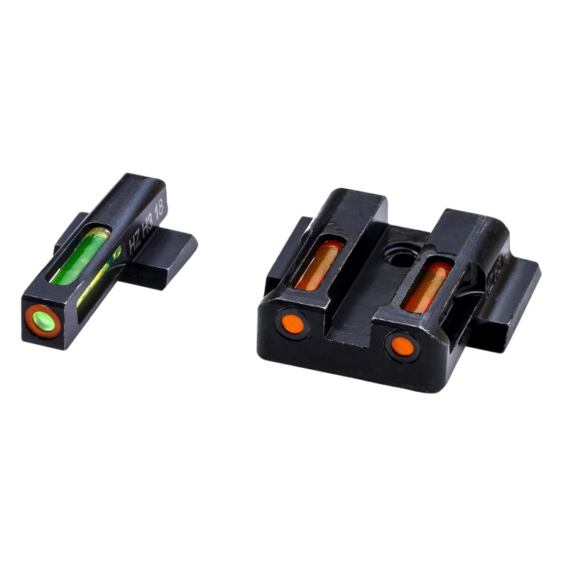 HiViz MPSN621 LiteWave H3 TritiumLitePipe SW MP Shield Sight Set  Black  Green Tritium with Orange Outline Front Sight Orange Fi