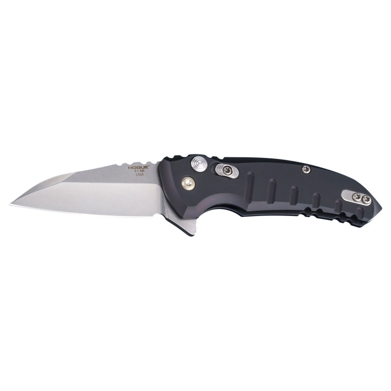 Hogue 24160 X1 MicroFlip 2.75 Folding Wharncliffe Plain Tumble Polish Tumble Polish CPM 154 SS BladeMatte Black Anodized Aluminu