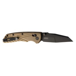 Hogue  Deka  3.25 Folding Wharncliffe Plain Black Cerakote CPM MagnaCut SS Blade FDE Crosshatch Textured GRN Handle Includes Poc