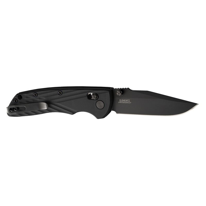 Hogue  Deka  3.25 Folding Clip Point Plain Black Cerakote CPM MagnaCut SS Blade Black Crosshatch Textured GRN Handle Includes Po