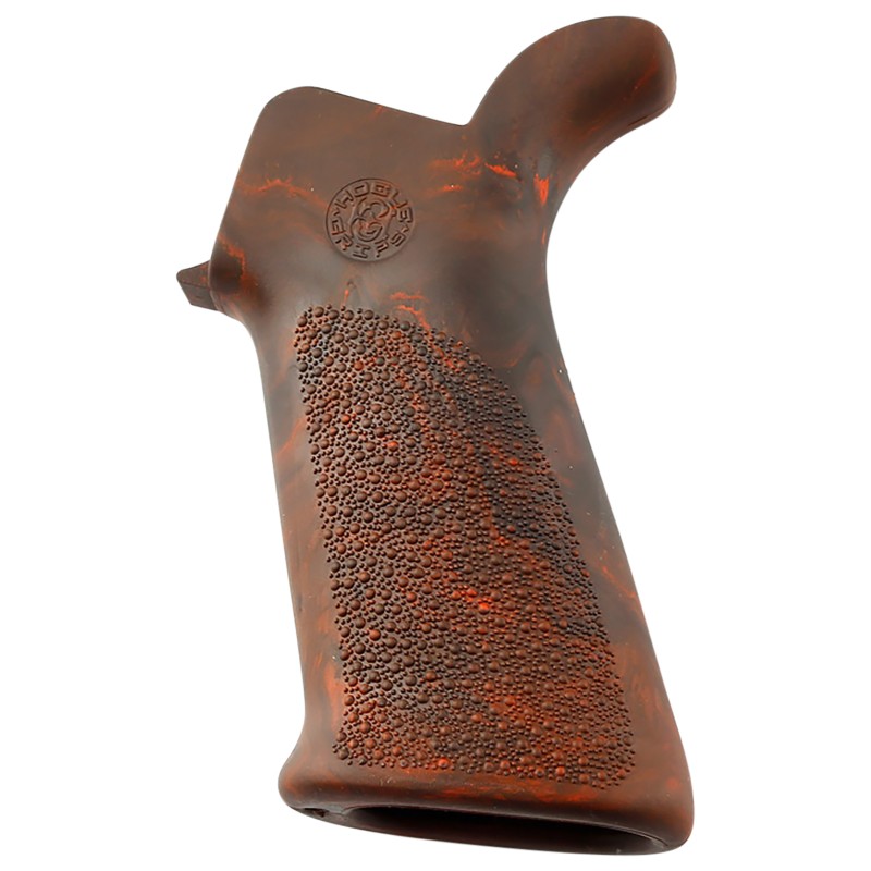 Hogue 15431 OverMolded Beavertail Made of Rubber With Red Lava Cobblestone Finish for AR15 M16