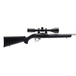 Hogue 22000 OverMolded Rifle Stock Aluminum Pillar Bedded Black Synthetic for Ruger 1022