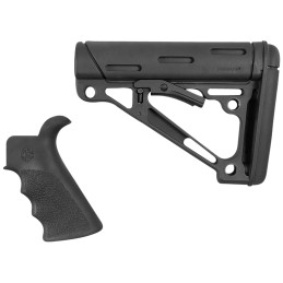 Hogue 15055 OverMolded Combo Kit Black Synthetic with Rubber Overmold Collapsible Stock Beavertail Grip with Finger Grooves Fits