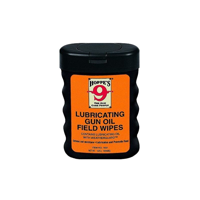 Hoppes 1631 Lubricating Gun Oil Field Wipes PreMoistened With Hoppes No. 9 Oil 3 x 5 50 Count