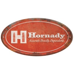 Hornady 99144 Oval Sign Rustic Red White Aluminum 12 x 18