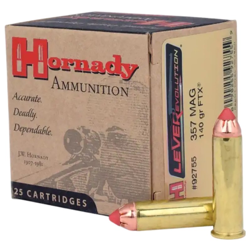 Hornady 92755 LEVERevolution  357 Mag 140 gr Hornady Flex Tip eXpanding 25 Per Box 10 Case