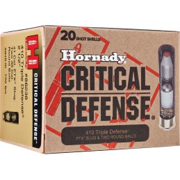 Hornady 86238 Critical Defense Triple Defense 410 Gauge 2.50 2 Round Balls 1 FTX Slug 20 Per Box 10 Case