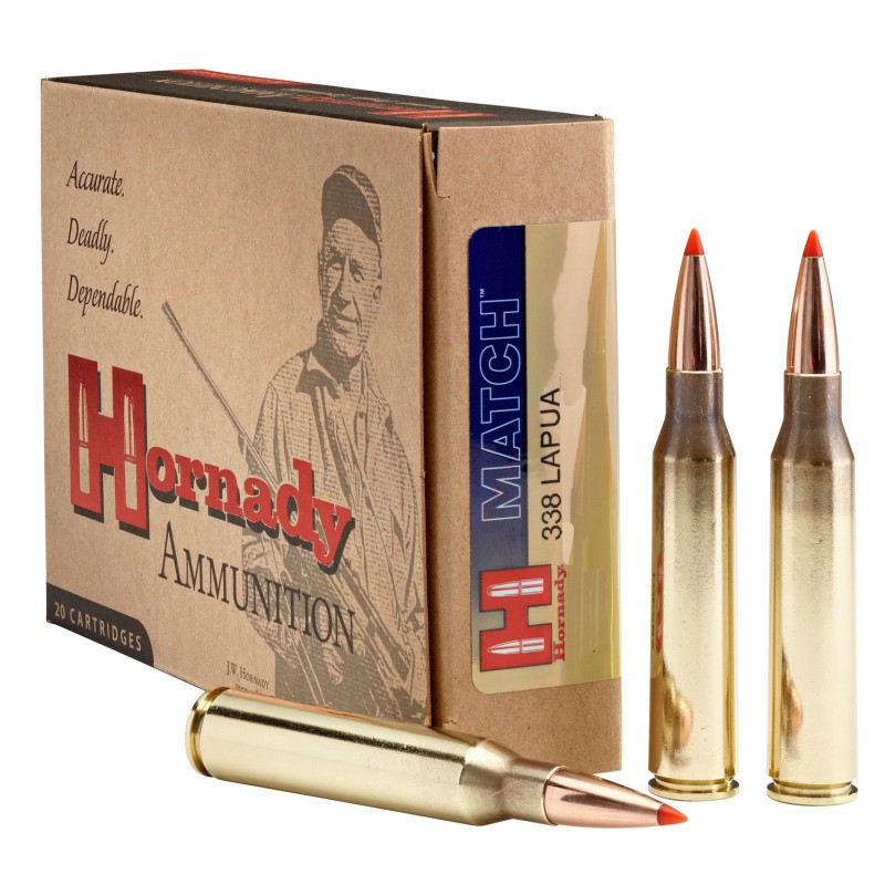 Hornady 8230 Match  338 Lapua Mag 250 gr Boat Tail Hollow Point 20 Per Box 6 Case