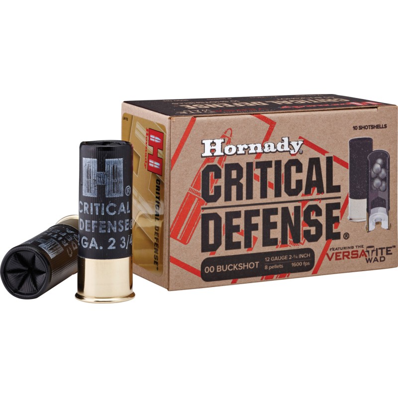 Hornady 86240 Critical Defense  12 Gauge 2.75 00 Buck Shot 10 Per Box 10 Case