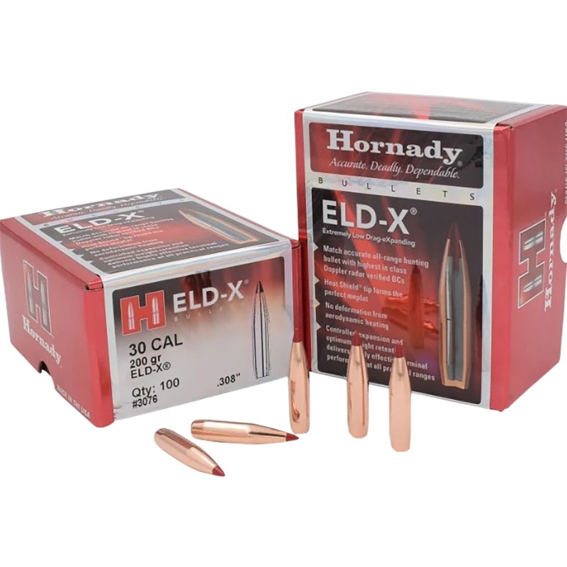 Hornady 3076 ELDX  30 Cal .308 200 gr Extremely Low Drag eXpanding 100 Per Box 15 Case