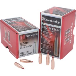 Hornady 26100 ELD Match  6.5mm .264 100 gr Extremely Low Drag Match 100 Per Box 25 Case