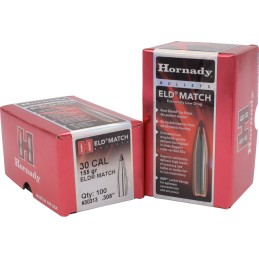 Hornady 30313 ELD Match  30 Cal .308 155 gr Extremely Low Drag Match 100 Per Box 15 Case