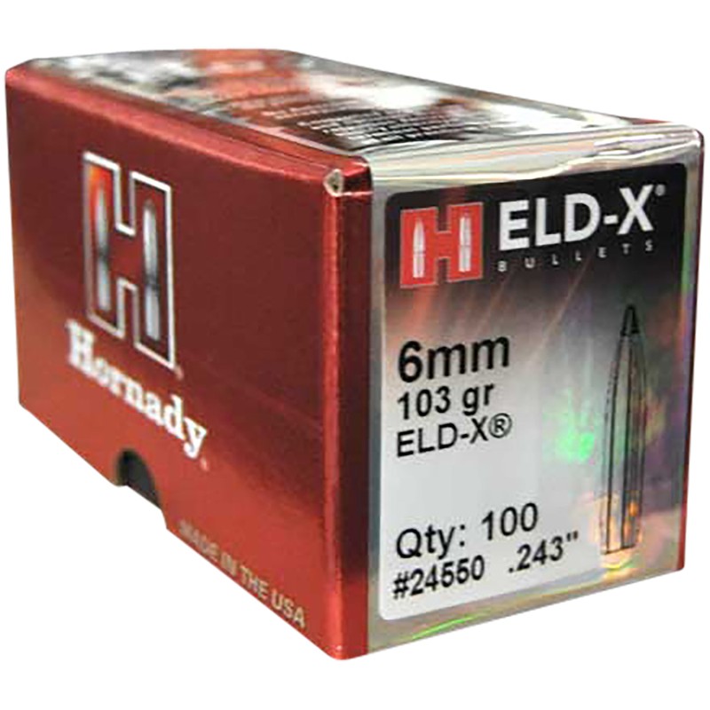 Hornady 24550 ELDX  6mm .243 103 gr Extremely Low Drag eXpanding 100 Per Box 25 Case