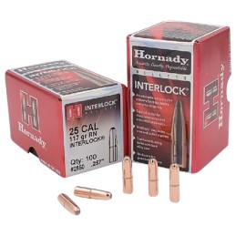 Hornady 2550 InterLock  25 Cal .257 117 gr Round Nose 100 Per Box 25 Case