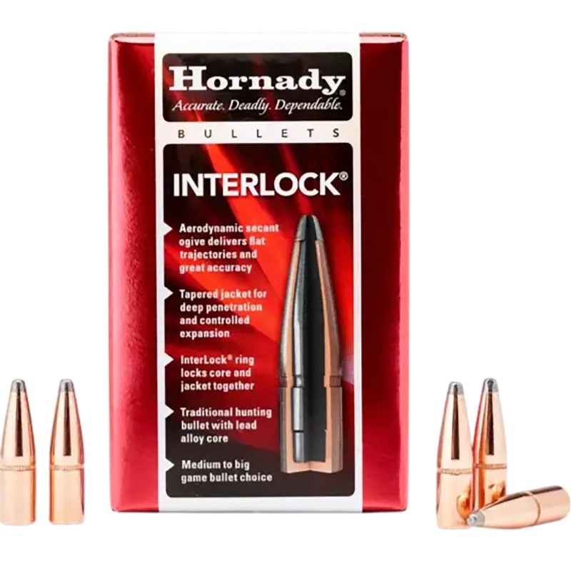 Hornady 3090 InterLock  30 Cal .308 220 gr Round Nose 100 Per Box 15 Case