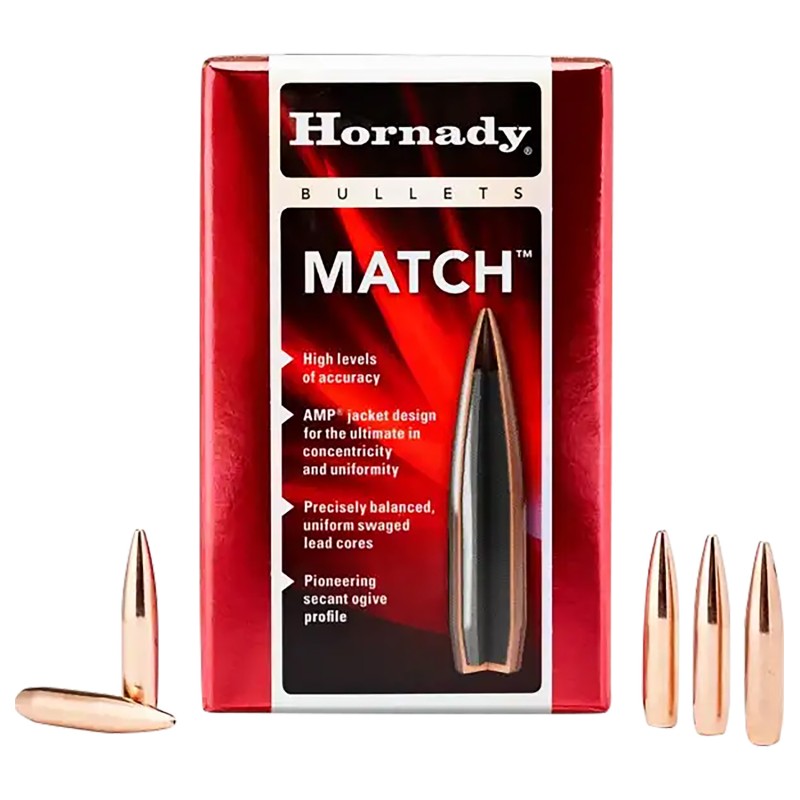 Hornady 26335 Match  6.5mm .264 140 gr Hollow Point Boat Tail Match 100 Per Box 15 Case