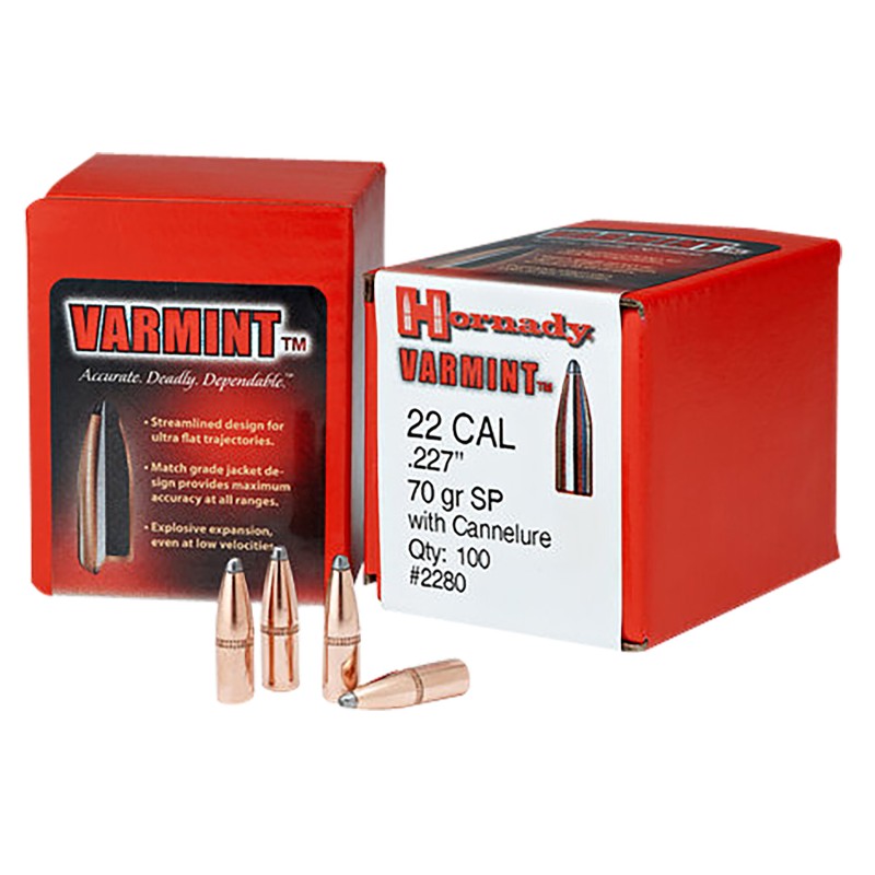 Hornady 2245 Traditional Varmint 22 Cal .224 50 gr Spire Point 100 Per Box 40 Case