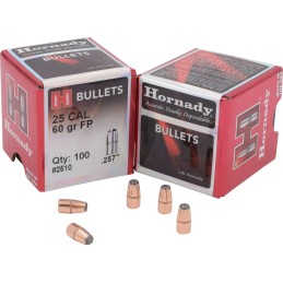 Hornady 2510 Traditional Varmint 25 Cal .257 60 gr Flat Point 100 Per Box 40 Case