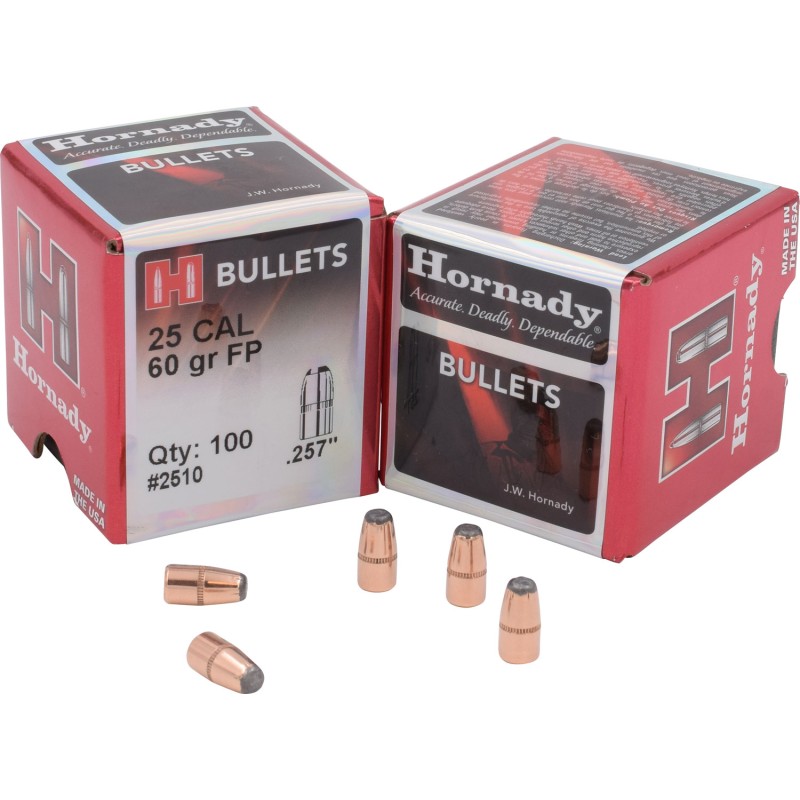 Hornady 2510 Traditional Varmint 25 Cal .257 60 gr Flat Point 100 Per Box 40 Case