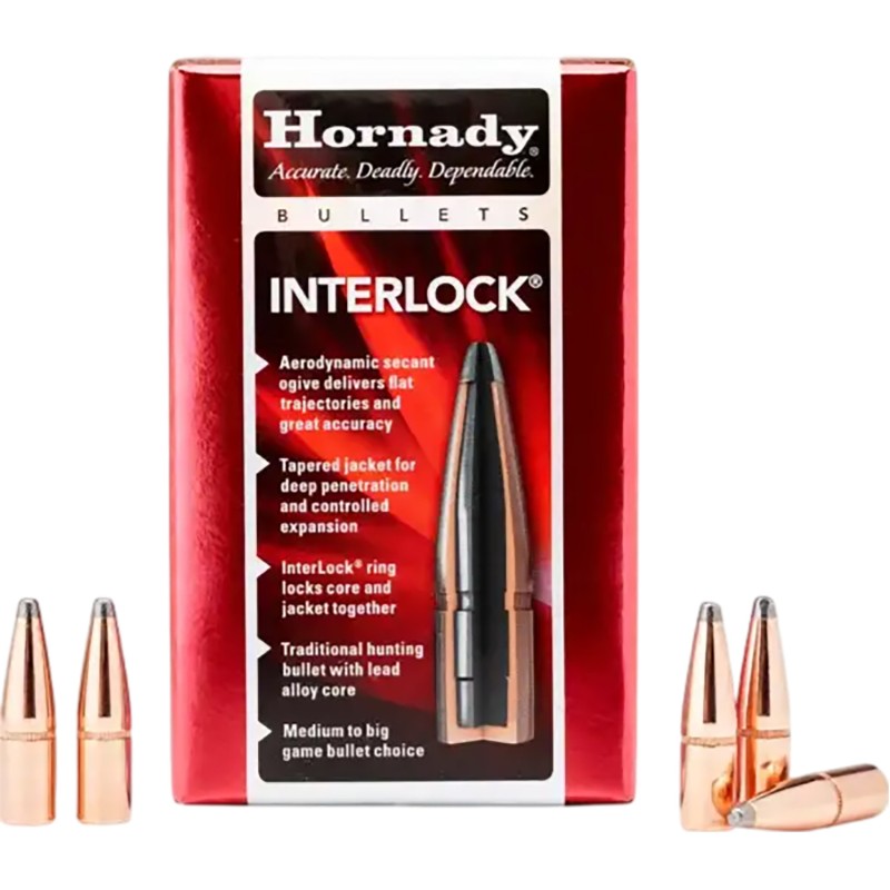 Hornady 3060 InterLock  30 Cal .308 170 gr Flat Point 100 Per Box 15 Case