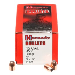 Hornady 4500 InterLock  45 Cal .458 300 gr Hollow Point 50 Per Box 15 Case