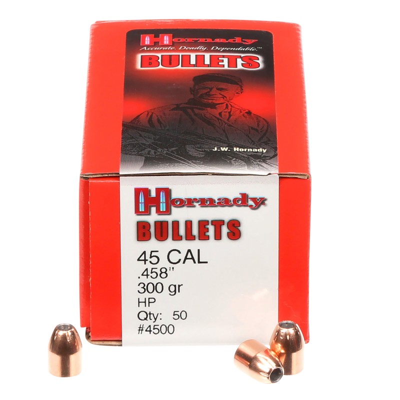 Hornady 4500 InterLock  45 Cal .458 300 gr Hollow Point 50 Per Box 15 Case