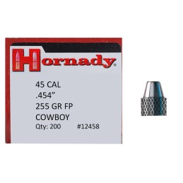 Hornady 12458 Frontier Lead 45 Cal .454 255 gr Flat Point Cowboy 200 Per Box 8 Case