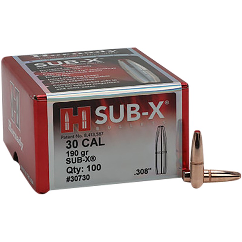 Hornady 30730 SubX  30 Cal .308 190 gr Subsonic eXpanding 100 Per Box 15 Case