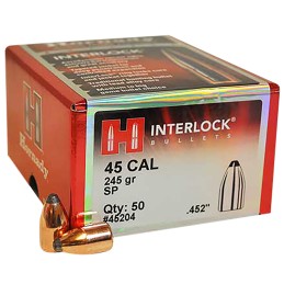 Hornady 45204 InterLock  45 Cal .452 245 gr Spire Point 50 Per Box 15 Case