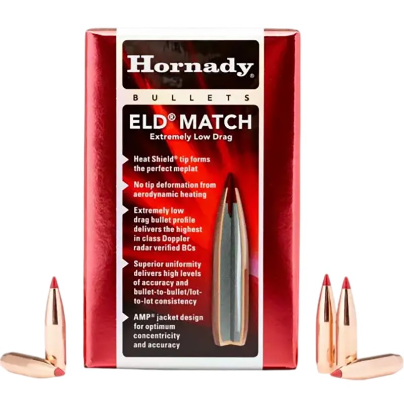 Hornady 2561 ELD Match  25 Cal .257 134 gr Extremely Low Drag Match 100 Per Box 15 Case