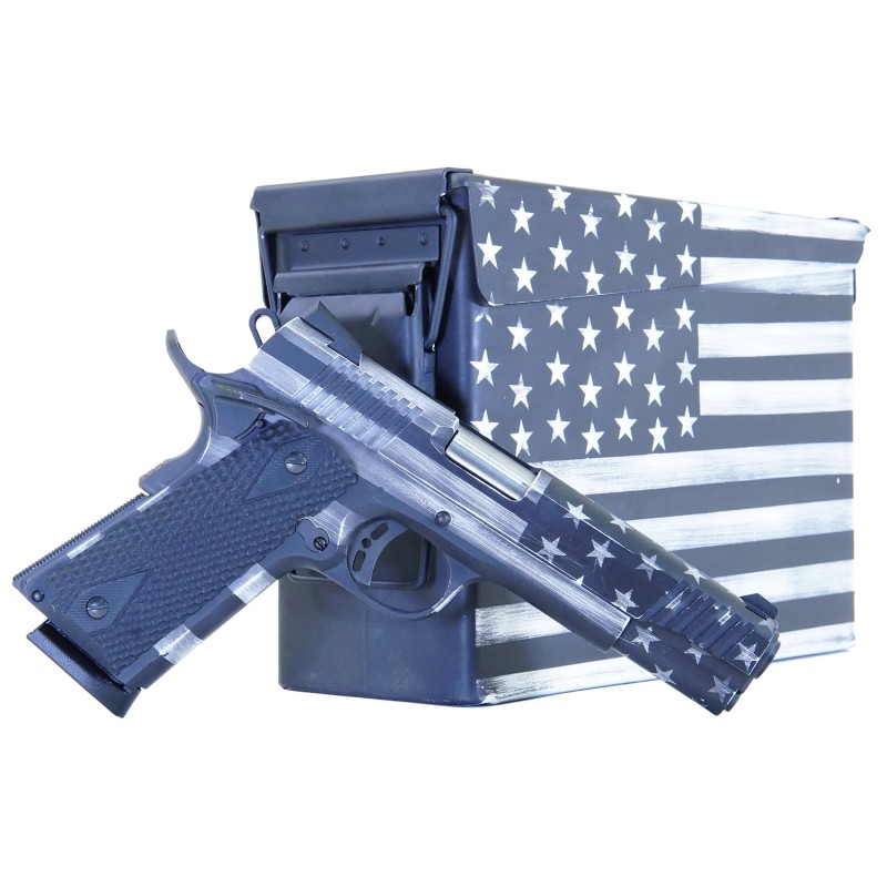 Citadel CITC45FUSGAC M1911 Flag 45 ACP 81 5 Stainless Steel Barrel American Flag Gray Cerakote Serrated Steel Slide Steel Frame 