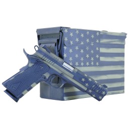 Citadel CITC45FUSBAC M1911 Flag 45 ACP 81 5 Stainless Steel Barrel American Flag Bazooka Green Cerakote Serrated Steel Slide Ste