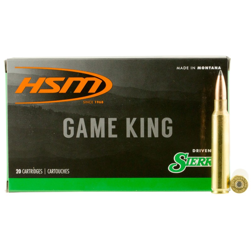 HSM 338RUM10N Game King  338 RUM 215 gr Sierra GameKing Spitzer Boat Tail 20 Per Box 20 Case