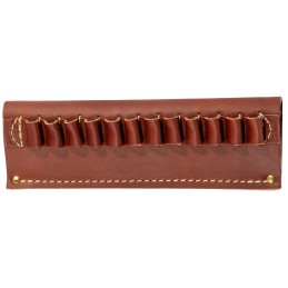 Hunter Company 0545 Cartridge Belt Slide  Chestnut Tan Leather 45 Cal Capacity 12rd Pistol Belt Mount 2 Belt