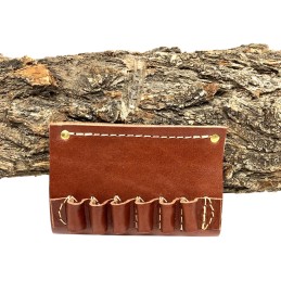 Hunter Company 0638 Cartridge Belt Slide  Chestnut Tan Leather 38 Cal Capacity 6rd Belt Slide Mount 2 Belt