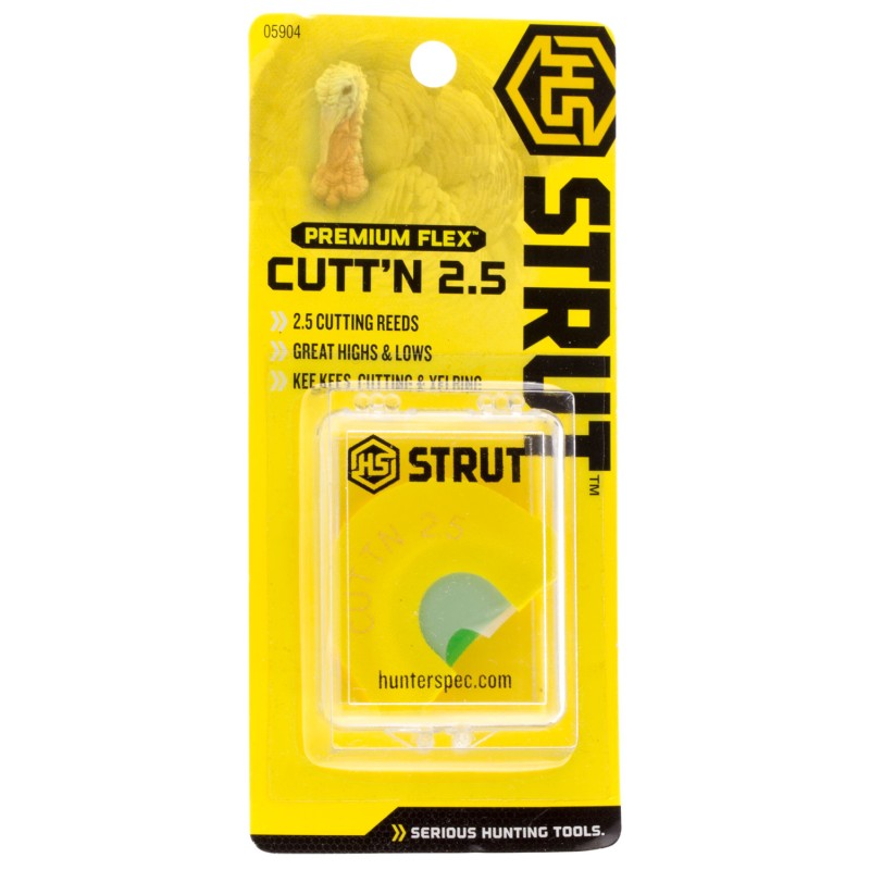 HS Strut 05904 Cuttn 2.5  Diaphragm Call Double Reed Attracts Turkeys Yellow