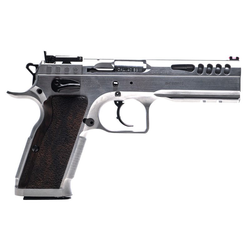 Tanfoglio IFG TFSTOCKM40SF Defiant Stock Master 40 SW 171 4.75 Hard Chrome SteelWood Grip