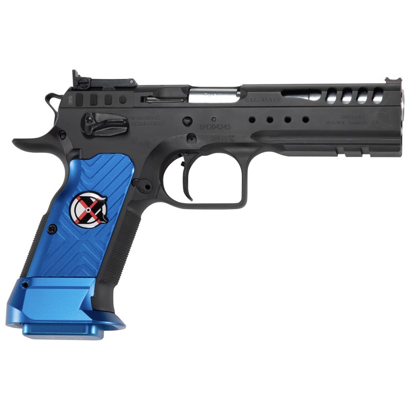 Tanfoglio IFG TFLIMMSTRX9 Limited Master Xtreme 9mm Luger 191 4.75 Stainless Polygonal Rifled BarrelMatte Black Slide  FrameBlue