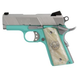 Iver Johnson Arms THRASHERTB9 1911 Thrasher Officer 70 Series 9mm Luger 3.13 81 Tiffany Blue Cerakote Silver Cerakote White Synt