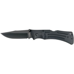 KaBar 3050 Mule  3.88 Folding Clip Point Plain Black Stonewashed AUS8A SS Blade Black Zytel Handle Includes Pocket ClipSheath