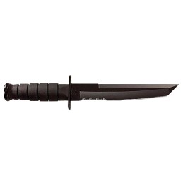 KaBar 1245 Tanto  8 Fixed Tanto Part Serrated Black 1095 CroVan Blade Black Kraton G Handle Includes Sheath