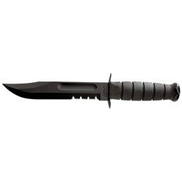 KaBar 1212 FightingUtility  7 Fixed Clip Point Part Serrated Black 1095 CroVan Blade Black Kraton G Handle Includes Sheath