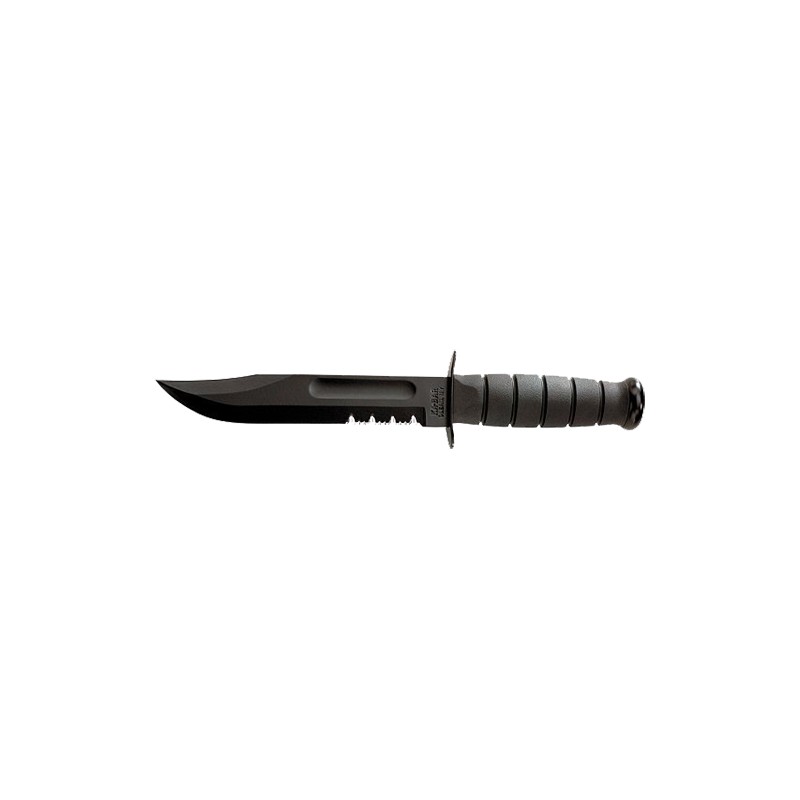 KaBar 1212 FightingUtility  7 Fixed Clip Point Part Serrated Black 1095 CroVan Blade Black Kraton G Handle Includes Sheath