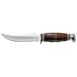 KaBar 1233 Skinner  4.38 Fixed Skinner Plain Polished 5Cr15MoV SS Blade Brown Leather Handle Includes Sheath